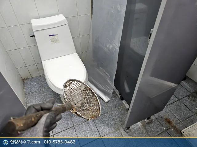 변기 옆 거름망 작업